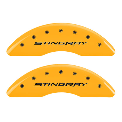 MGP 4 Caliper Covers Engraved Front & Rear Stingray Yellow finish black ch MGP