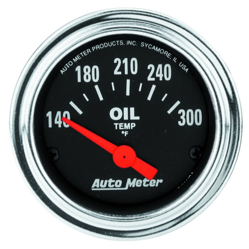 Autometer Traditional Chrome 52mm 140-300 Degree F Short Sweep Electrical Oil Temperature Gauge 2543