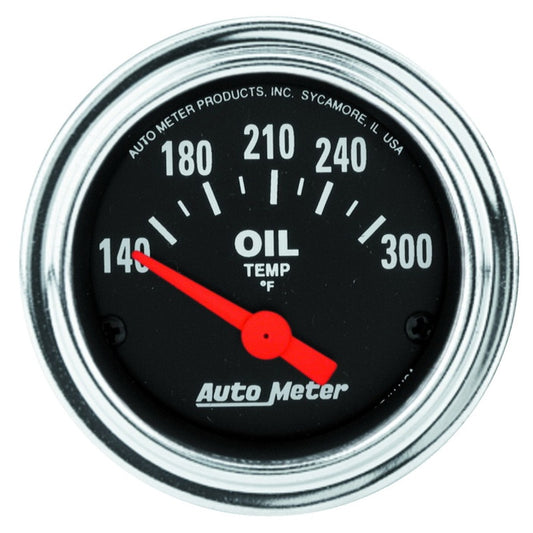 Autometer Traditional Chrome 52mm 140-300 Degree F Short Sweep Electrical Oil Temperature Gauge 2543