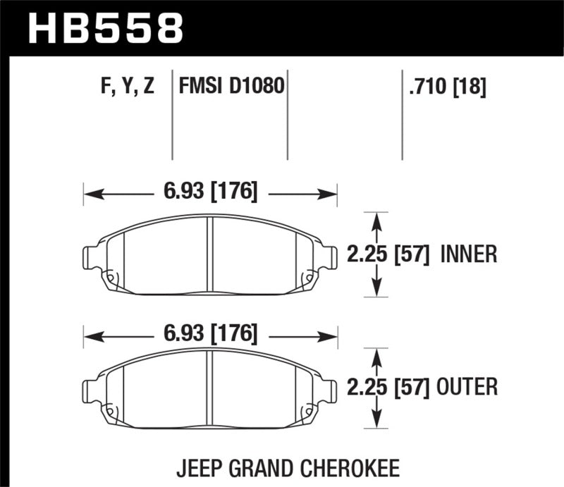 Hawk 06-09 Jeep Commander / 05-09 Grand Cherokee Front Performance Ceramic Street Brake Pads - eliteracefab.com