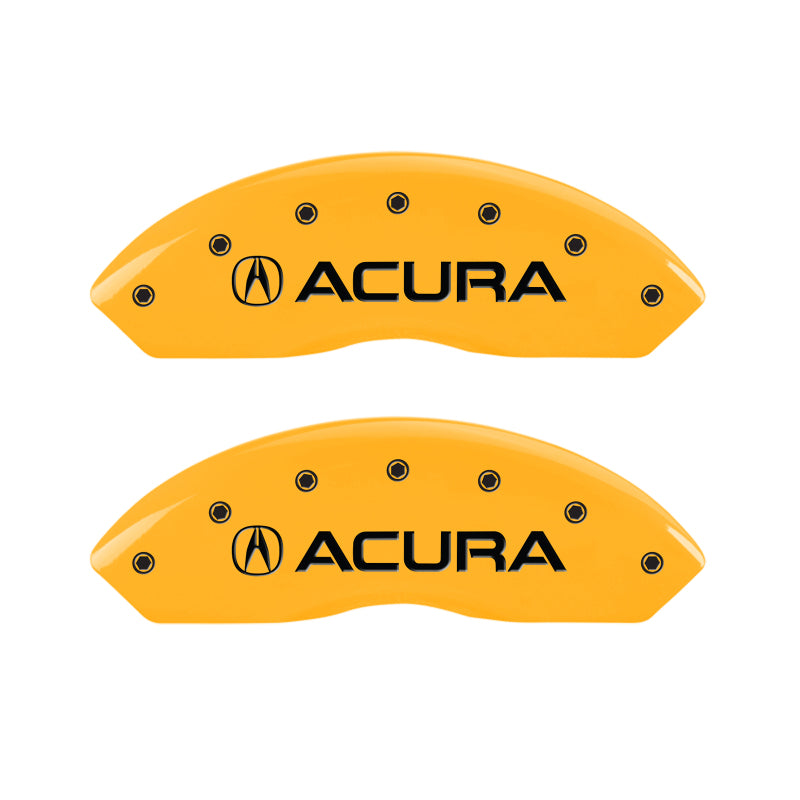 MGP 4 Caliper Covers Engraved Front & Rear Acura Yellow finish black ch MGP