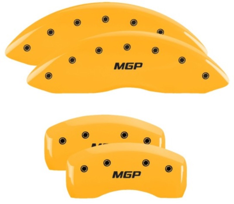 MGP 4 Caliper Covers Engraved Front & Rear MGP Yellow Finish Black Char 2019 Lincoln Nautilus MGP