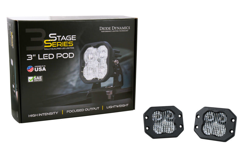 Diode Dynamics SS3 LED Pod Sport - White SAE Fog Flush (Pair)