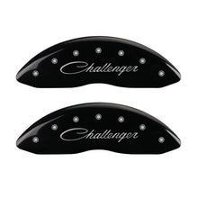 Load image into Gallery viewer, MGP 4 Caliper Covers Engraved Front Cursive/Challenger Engraved Rear RT Black finish silver ch MGP