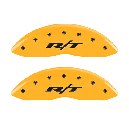 MGP 4 Caliper Covers Engraved Front & Rear RT1-Truck Yellow finish black ch MGP
