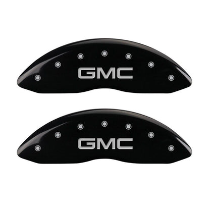 MGP Front set 2 Caliper Covers Engraved Front GMC Black finish silver ch MGP
