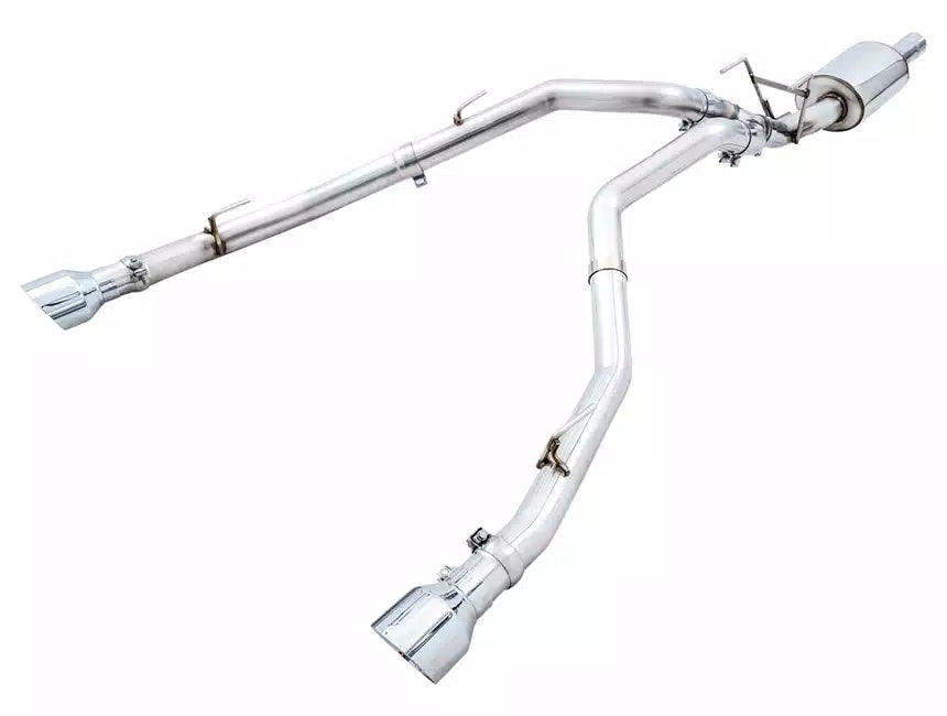 AWE 0FG 21+ Ford F150 Dual Side Exit Cat-Back Exhaust- 4.5in Chrome Silver Tips - eliteracefab.com