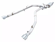 Load image into Gallery viewer, AWE 0FG 21+ Ford F150 Dual Side Exit Cat-Back Exhaust- 4.5in Chrome Silver Tips - eliteracefab.com