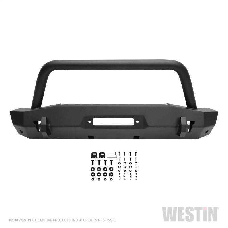 Westin 18-22 Jeep Wrangler JL / 20-22 Gladiator WJ2 Stubby Front Bumper w/Bull Bar - Tex. Blk Westin