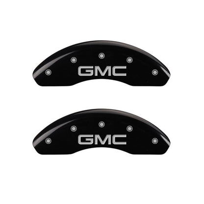 MGP 4 Caliper Covers Engraved Front & Rear GMC Black finish silver ch MGP