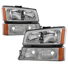 Load image into Gallery viewer, Xtune Chevy Silverado 2500HD 03-06 Crystal Headlights w/ Bumper Lights Chrome HD-JH-CSIL03-AM-C-SET - eliteracefab.com