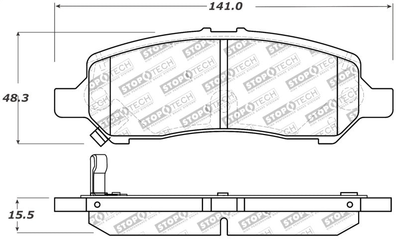 StopTech Performance Rear Brake Pads 13-14 Dodge Dart/Jeep Cherokee - eliteracefab.com