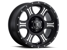 Load image into Gallery viewer, ICON Shield 17x8.5 6x5.5 0mm Offset 4.75in BS 106.1mm Bore Satin Black/Machined Wheel