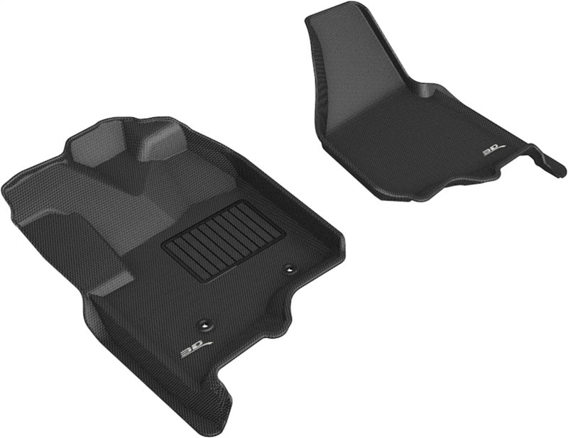 3D MAXpider L1FR09011509 12-16 Ford F-250 350 450 Bucket Seats No Floor Shift Kagu 1st Row Floormats - Black 3D MAXpider