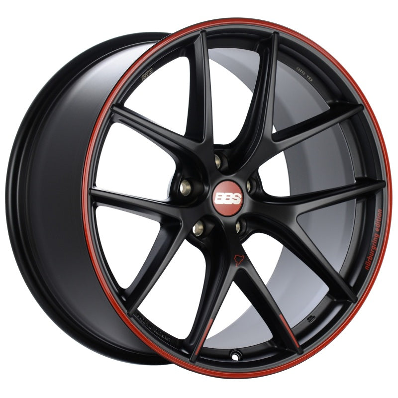 BBS CI-R Nurburgring Edition 20x10.5 5x120 ET35 Satin Black/Red Lip Wheel - 82mm PFS/Clip Req.