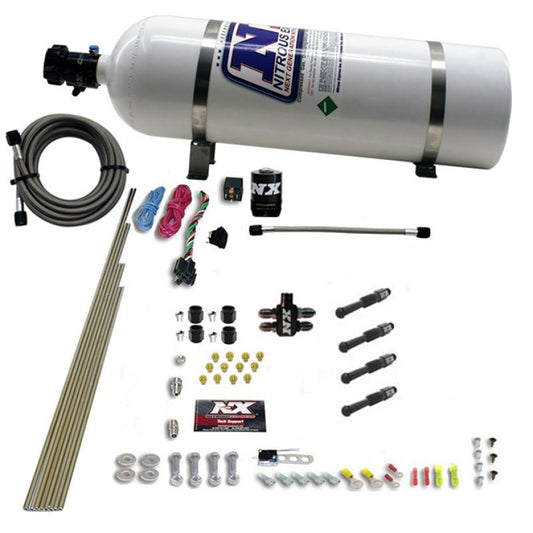 Nitrous Express Dry Direct Port Nitrous System. 4 Cylinder W/ 15 lb Bottle - 93046-15