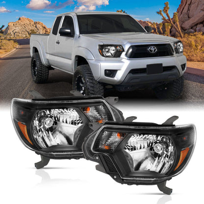 ANZO 2012-2015 Toyota Tacoma Crystal Headlights Black - eliteracefab.com