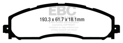 EBC 13+ Ford F250 (inc Super Duty) 6.2 (2WD) Yellowstuff Rear Brake Pads - eliteracefab.com