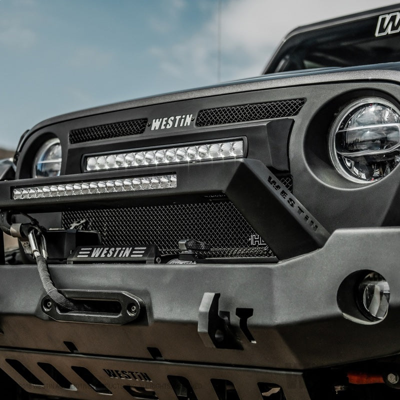 Westin 18-20 Jeep Wrangler WJ2 Full Width Front Bumper w/LED Light Bar Mount Textured Black - eliteracefab.com