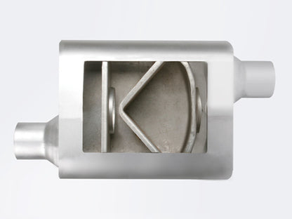 aFe Scorpion Replacement Alum Steel Muffler 2-1/2in In/Out Baffled Offset/Offset 13inL x10inW x4inH aFe
