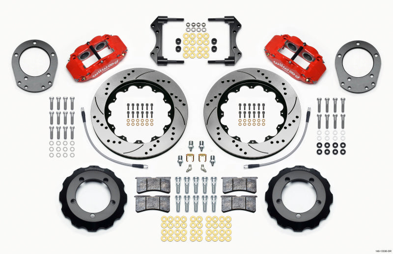 Wilwood Narrow Superlite 4R Front Hat Kit 14.00in Drill Red 76-77 Ford Bronco Dana 44 w/Lines Wilwood
