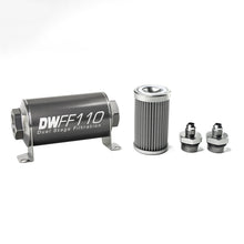 Load image into Gallery viewer, DeatschWerks Stainless Steel 6AN 100 Micron Universal Inline Fuel Filter Housing Kit (110mm) - eliteracefab.com