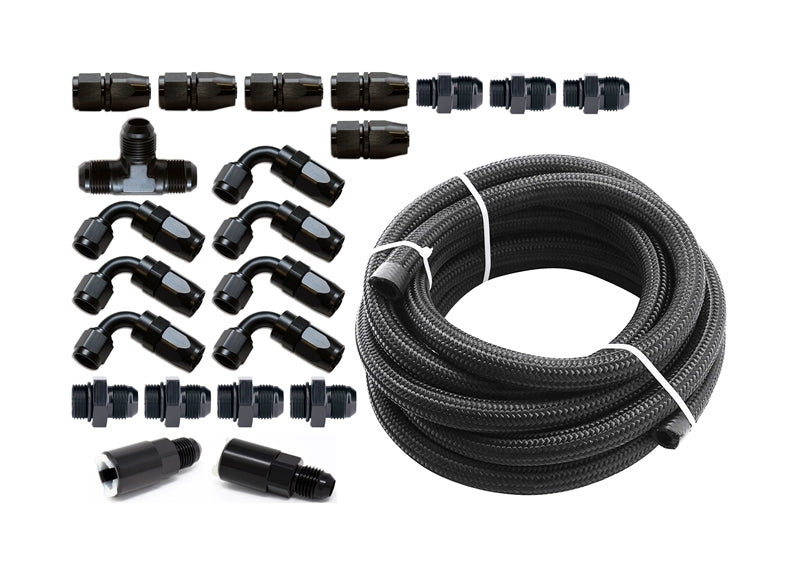 Torque Solution Braided Fuel Line Kit for -6 Aeromotive FPR: Subaru WRX 02-14 / Subaru STI 07-18 - eliteracefab.com