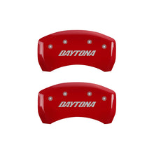 Load image into Gallery viewer, MGP 4 Caliper Covers Engraved Front &amp; Rear Daytona Red finish silver ch MGP