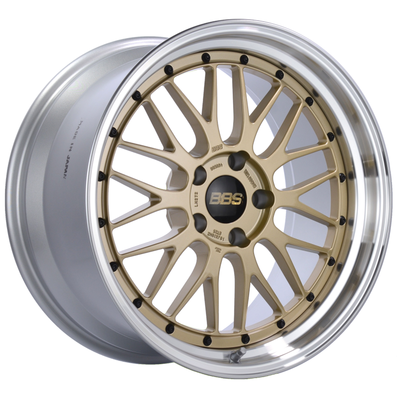 BBS LM 19x10 5x120 ET25 Gold Center Polished Lip Wheel -82mm PFS/Clip Required BBS