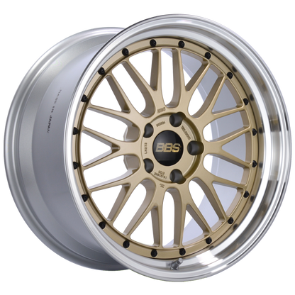 BBS LM 19x10 5x120 ET25 Gold Center Polished Lip Wheel -82mm PFS/Clip Required BBS