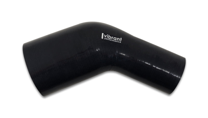 Vibrant 1.75in ID x 2in ID Gloss Black Silicone 45 Degree Transition Elbow - eliteracefab.com