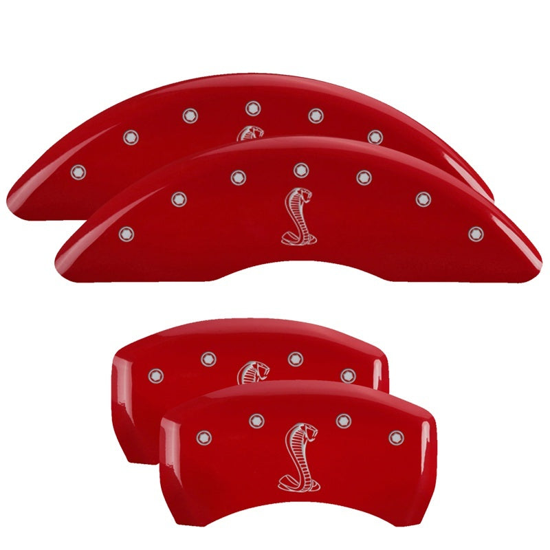 MGP 4 Caliper Covers Engraved Front & Rear Tiffany Snake Red finish silver ch MGP