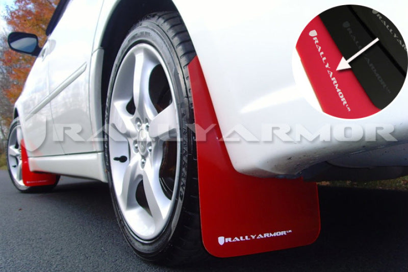 Rally Armor UR Mudflaps Red Urethane White Logo 2005-2009 Legacy / 2005-2009 Outback / 2005-2009 LGT - eliteracefab.com