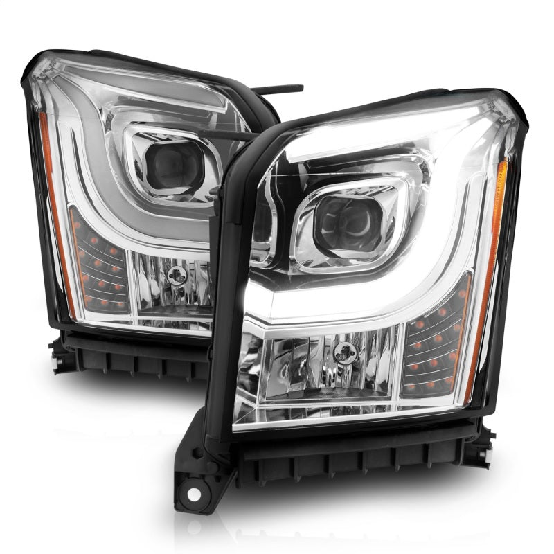 ANZO 2015-2017 GMC Yukon XL Projector Headlights W Lightbar - Chrome/Amber - eliteracefab.com