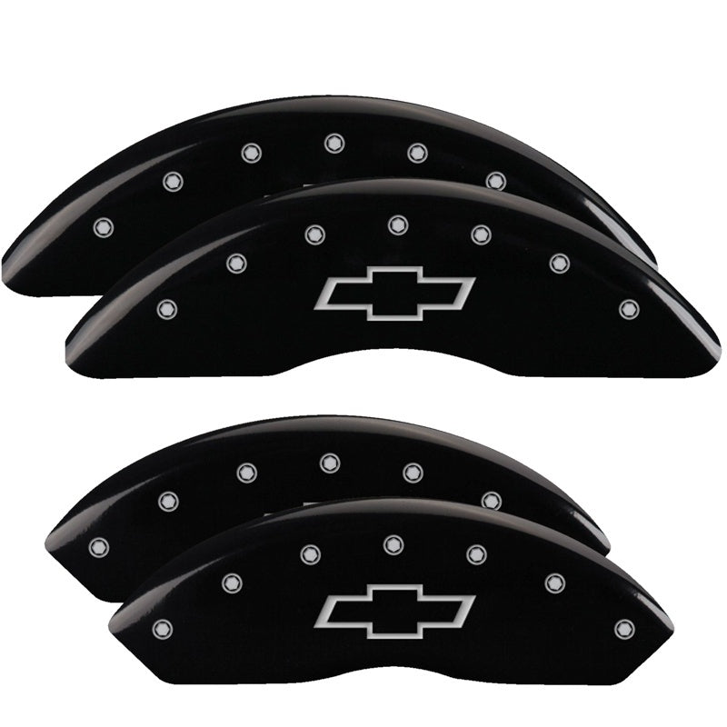 MGP 4 Caliper Covers Engraved Front & Rear Bowtie Black finish silver ch MGP