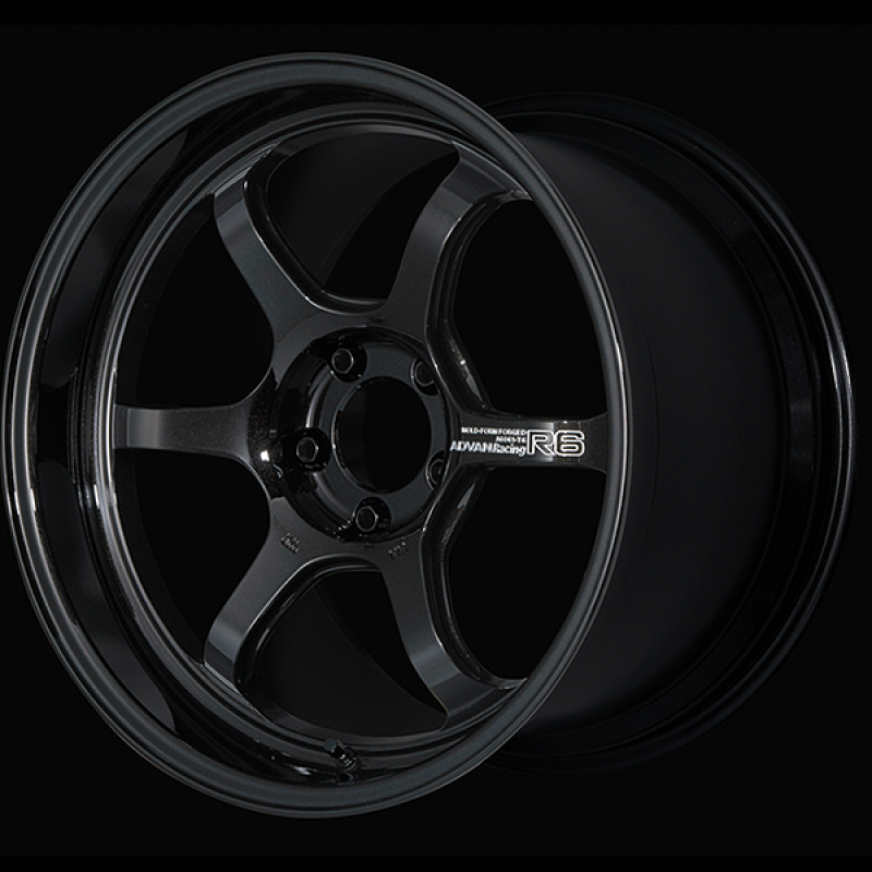 Advan YA68K24ETB R6 18x10.0 +24 5-114.3 Racing Titanium Black Wheel