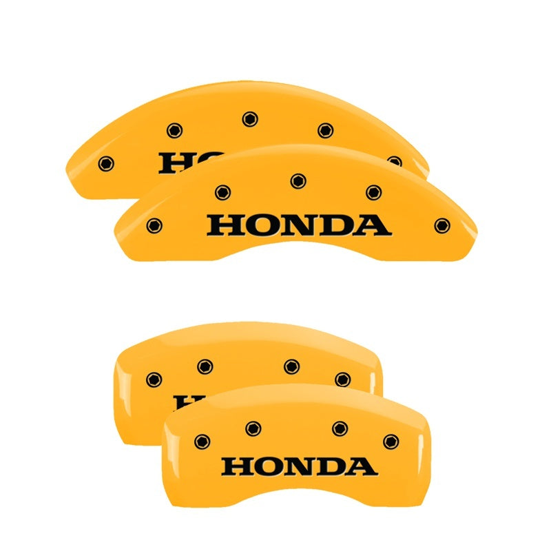 MGP 4 Caliper Covers Engraved Front & Rear i-Vtec Yellow finish black ch MGP