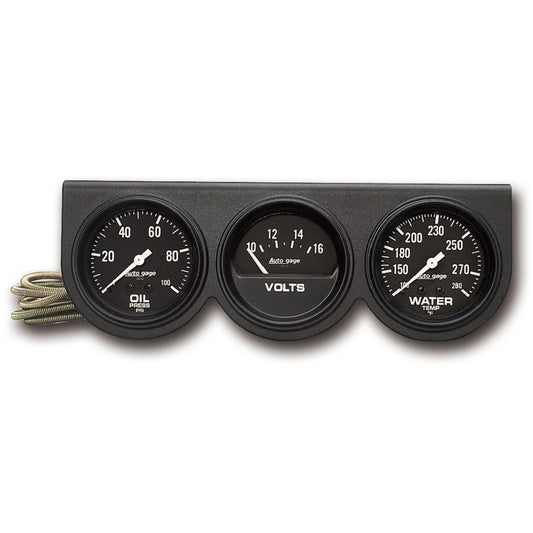 Autometer Autogage 66.7mm Mech 0-100PSI/0-16Volts/130-280 Deg F Oil Press/Volt/Water Temp Gauge 2398