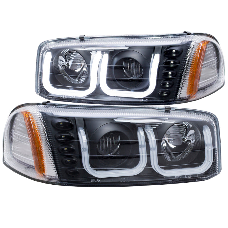 ANZO USA GMC Sierra Projector Headlights W/ U-Bar Black; 1999-2006 - eliteracefab.com