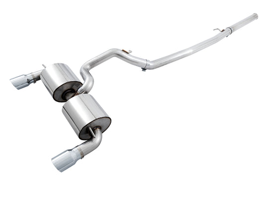 AWE Tuning Ford Focus RS Touring Edition Cat-back Exhaust- Non-Resonated - Chrome Silver Tips AWE Tuning