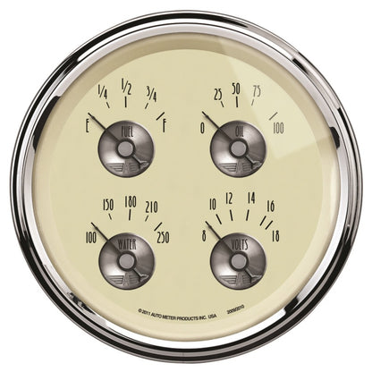 AutoMeter Gauge Quad 5in. 0 Ohm(e) to 90 Ohm(f) Elec Prestige Antq. Ivory 2009