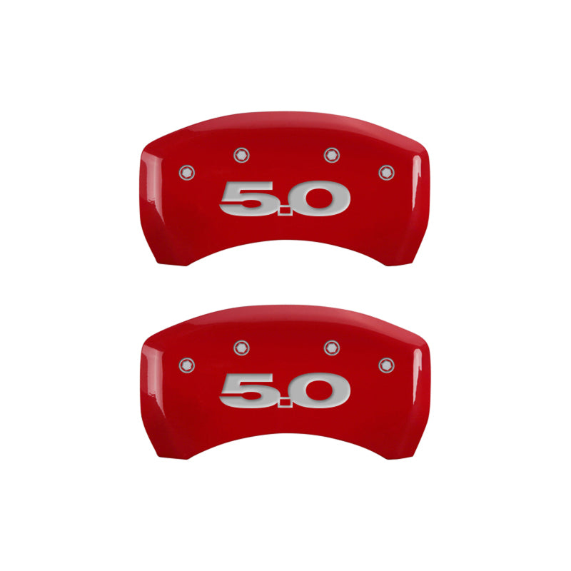 MGP 4 Caliper Covers Engraved Front Mustang Engraved Rear 50 Red finish silver ch - eliteracefab.com