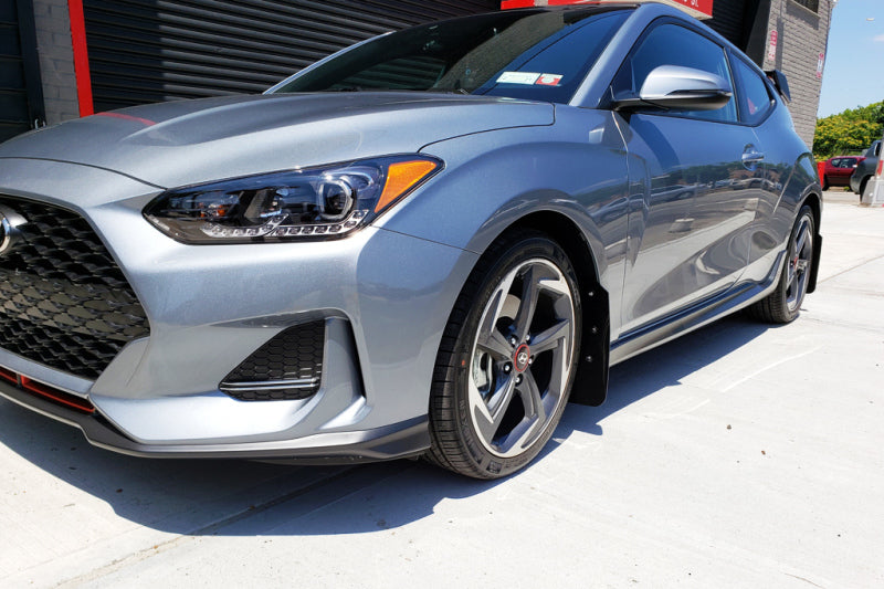 Rally Armor 2019+ Hyundai Veloster Turbo R-Spec UR Black Mud Flap w/ Dark Grey Logo - eliteracefab.com
