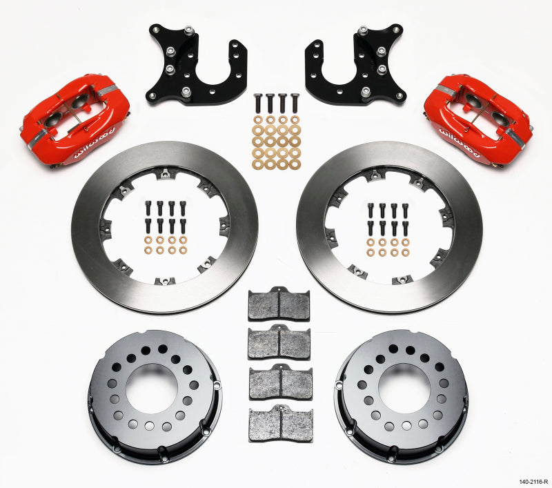 Wilwood Forged Dynalite P/S Rear Kit Red Mopar-Dana 2.72in Offset Wilwood