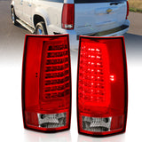 ANZO 2007-2014 Chevy Tahoe LED Taillight Plank Style Chrome With Red/Clear Lens