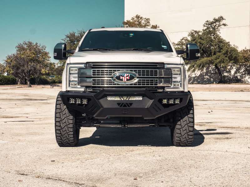 Road Armor 17-20 Ford F-250 SPARTAN Front Bumper Bolt-On Pre-Runner Guard - Tex Blk - eliteracefab.com