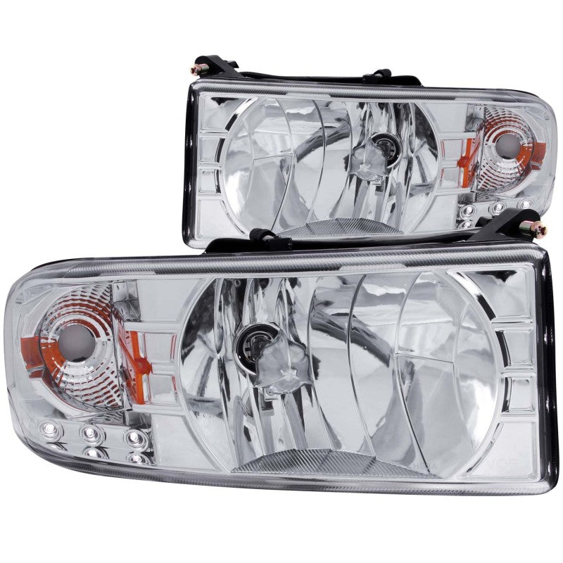 ANZO USA Dodge Ram Crystal Headlights Chrome W/ Led; 1994-2001 - eliteracefab.com