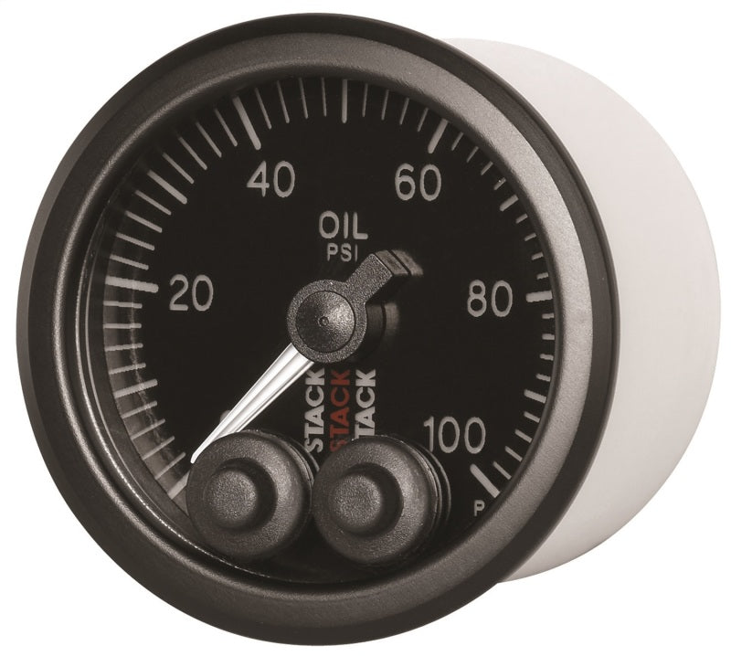 Autometer Stack Instruments Pro Control 52mm 0-100 PSI Oil Pressure Gauge - Black (1/8in NPTF Male).
