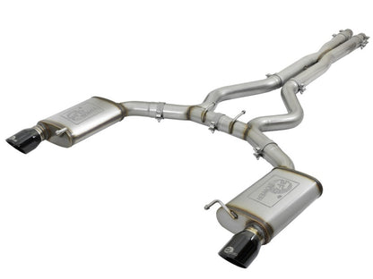 aFe MACHForce XP 3in 304 SS Cat-Back Exhausts w/ Black Tips 15-17 Ford Mustang GT V8-5.0L/V6-3.7L aFe