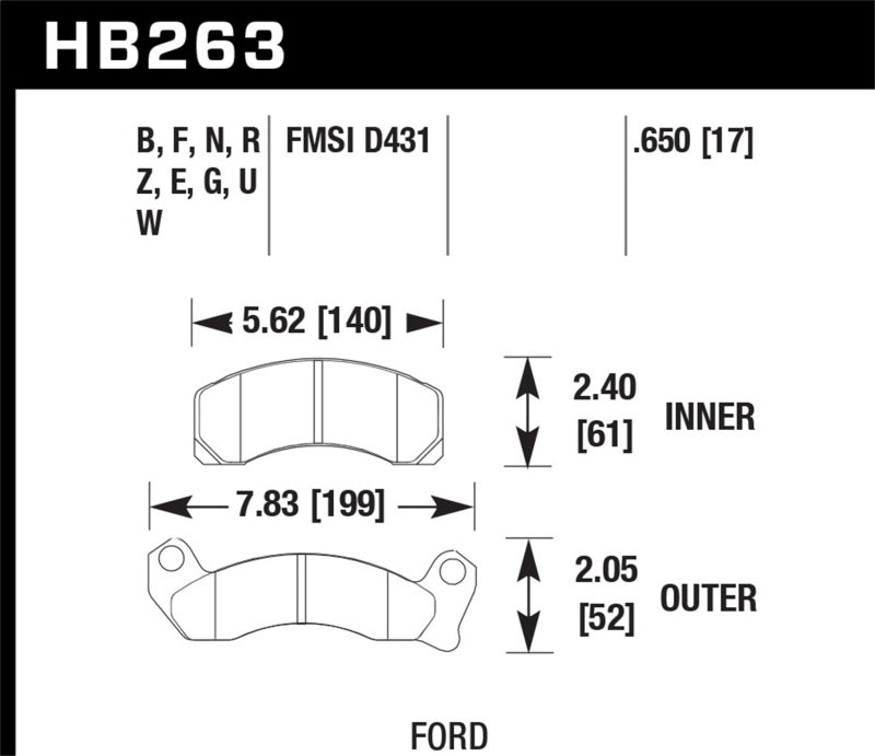 Hawk Performance DTC-60 Front Brake Pads - HB263G.650